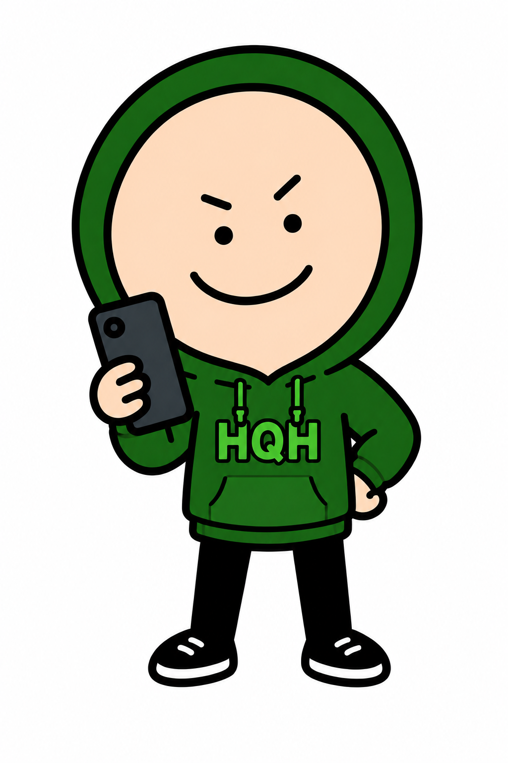 HQH holding his phone, ready to dance